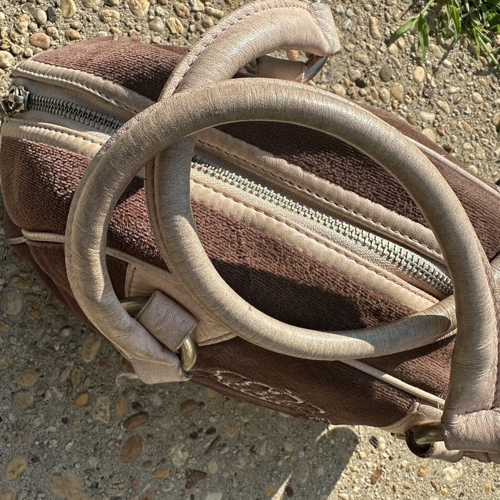 JUICY COUTURE Brown‎ Brown Pink Velvet  Bowling Bag La Couture Y2K Vintage Queen - Picture 9 of 16